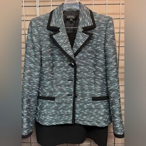 Kasper Women's Elegant Black and Blue Patterned Blazer